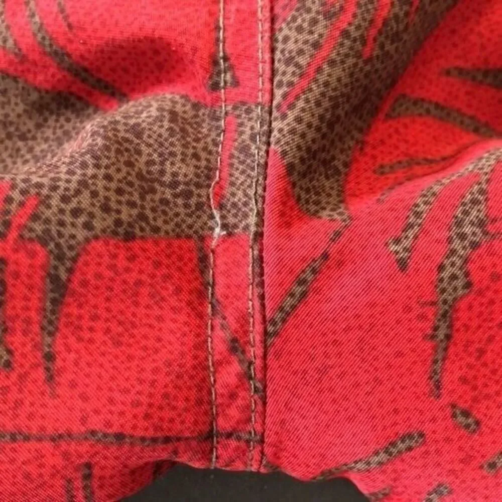 Eddie Bauer Men's‎ Large Red Brown Leaf Print Bathing Suit Swim Trunks Shorts